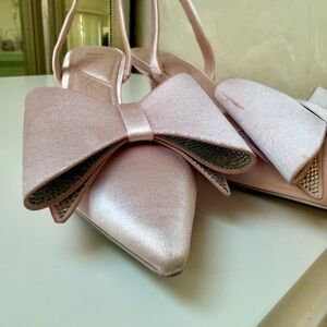 Aldo Wicked Satin Heels with Bow and Rhinestones in PerfectPink Special Edition